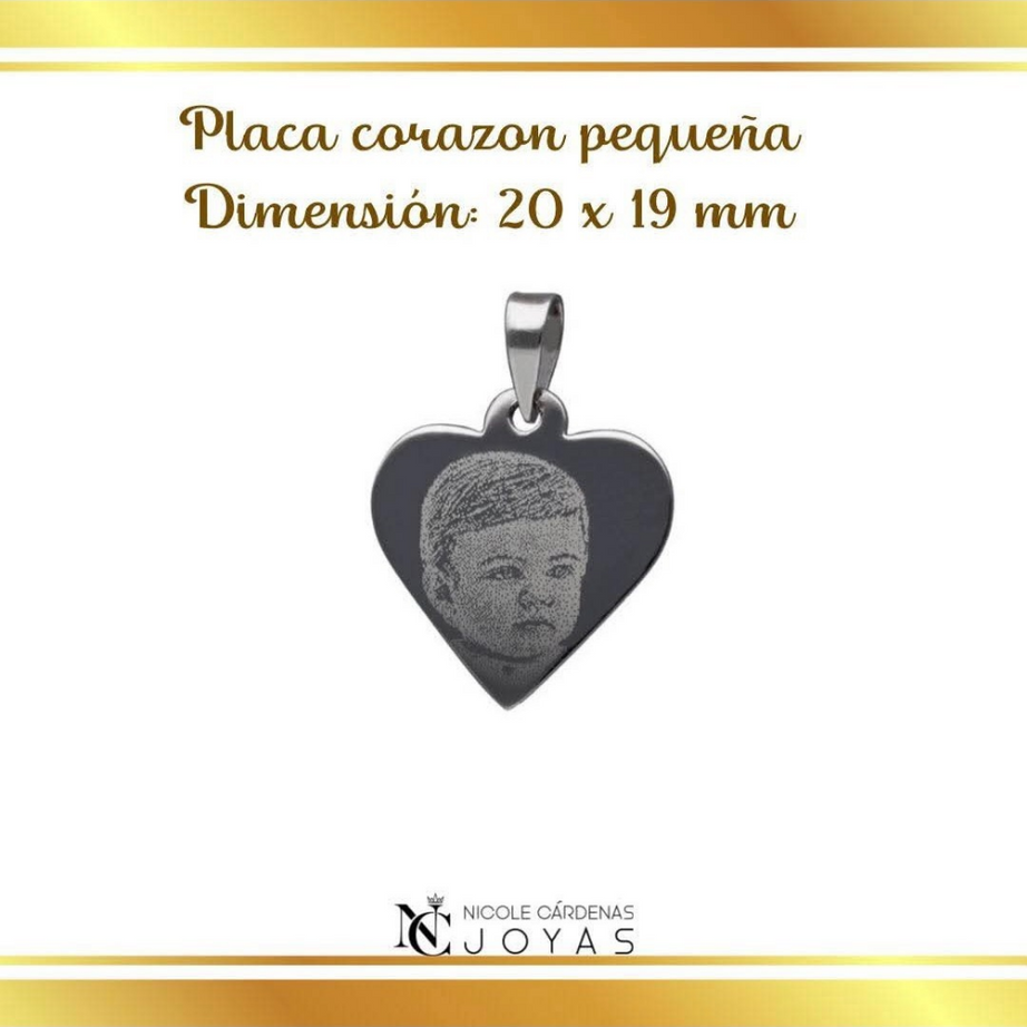 Fotograbado en placa corazón pequeña
