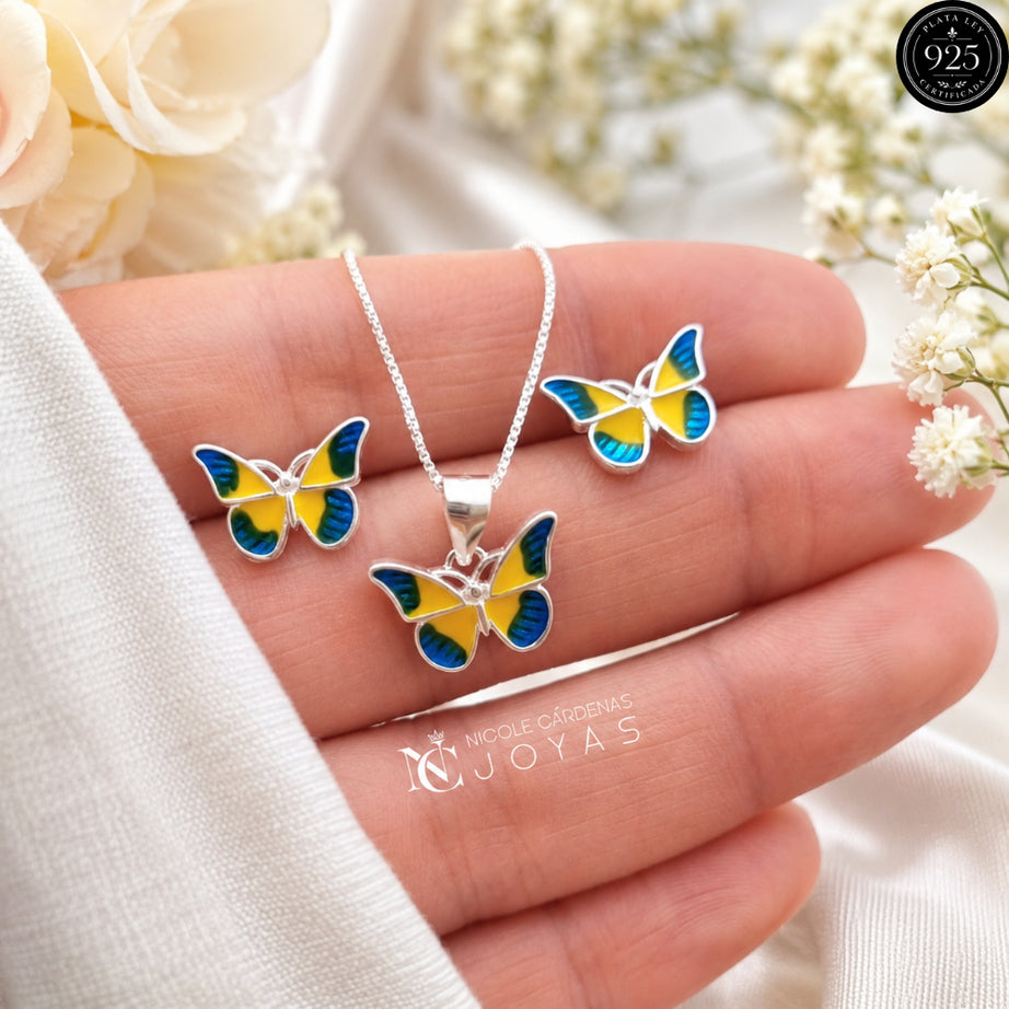 CONJUNTO MARIPOSA ESMALTADA