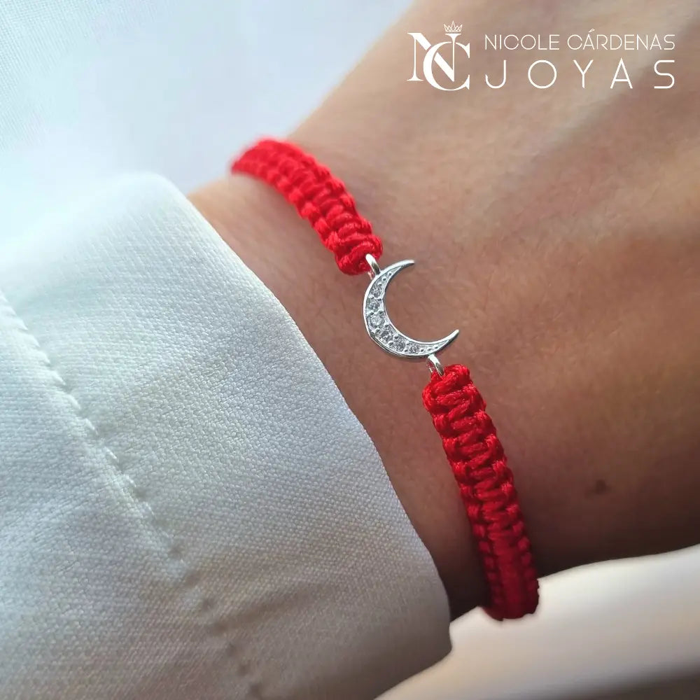 PULSERA HILO ROJO LUNA CIRCONES