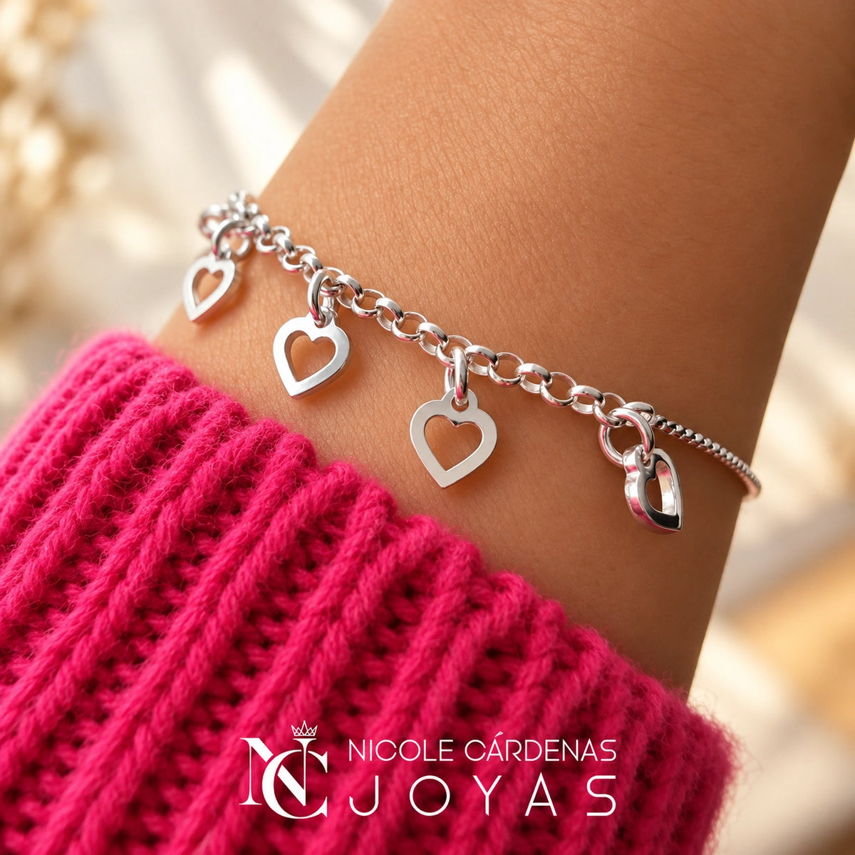 PULSERA VENECIANA CON CORAZONES