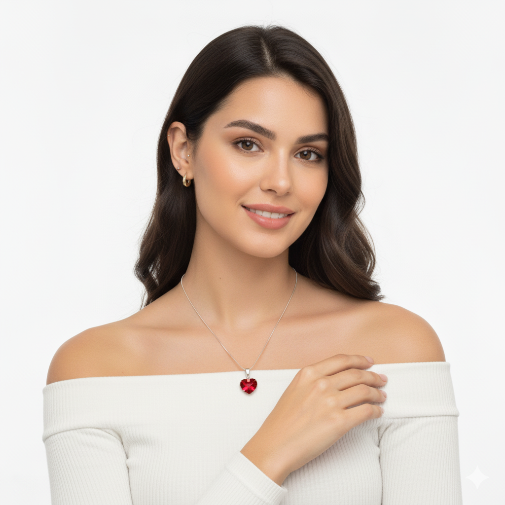 COLLAR CORAZÓN ROJO HECHO CON CRISTAL SWAROVSKI