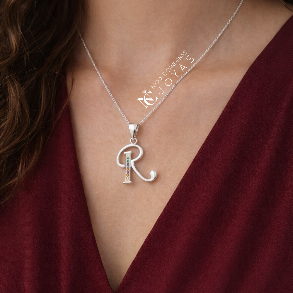 COLLAR LETRAS CIRCONES MULTICOLOR
