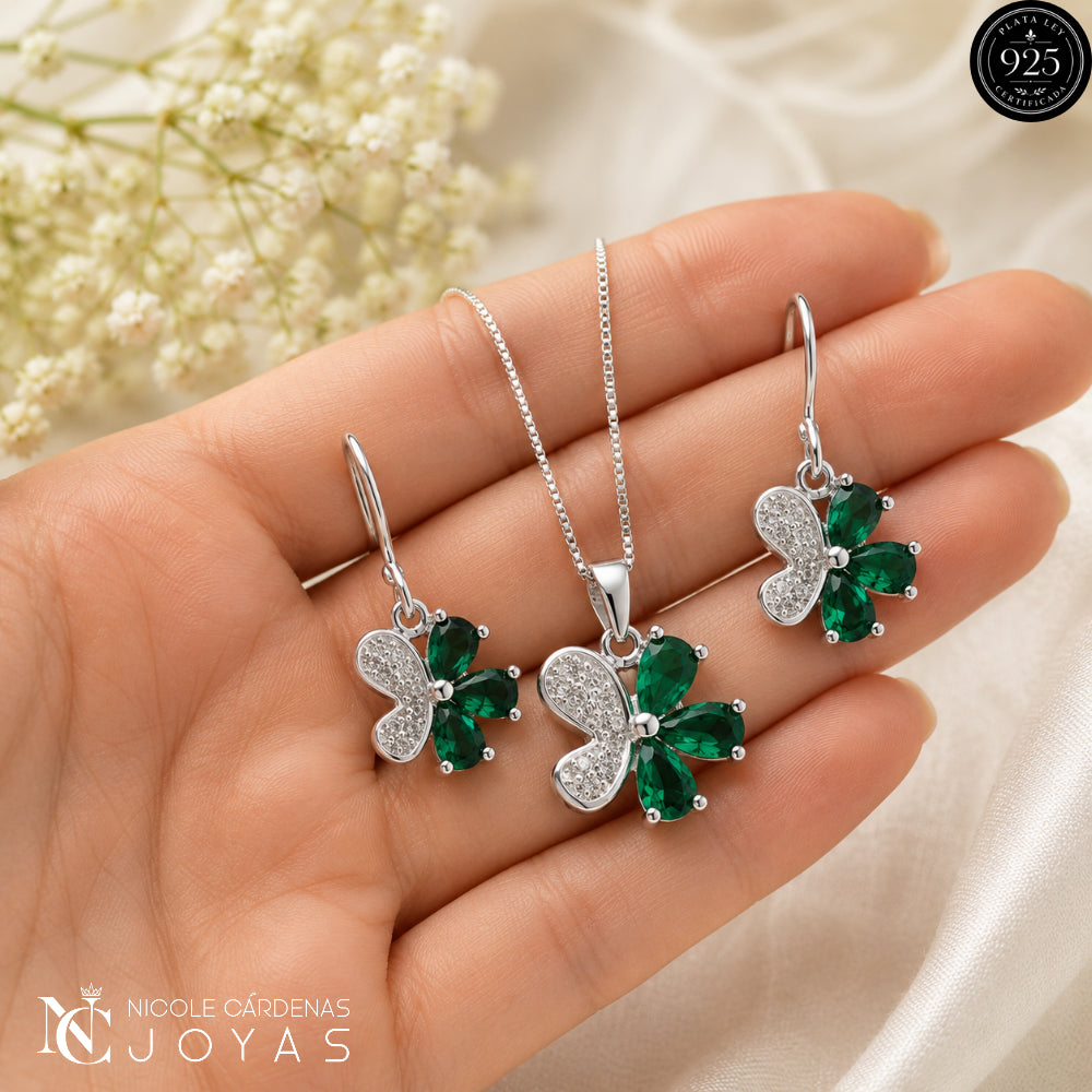 CONJUNTO FLOR CIRCONES ESMERALDA