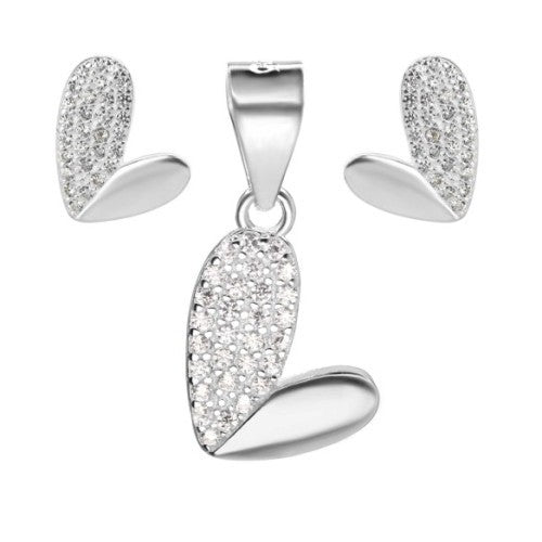 CONJUNTO CORAZÓN IRREGULAR LISO Y CON CIRCONES