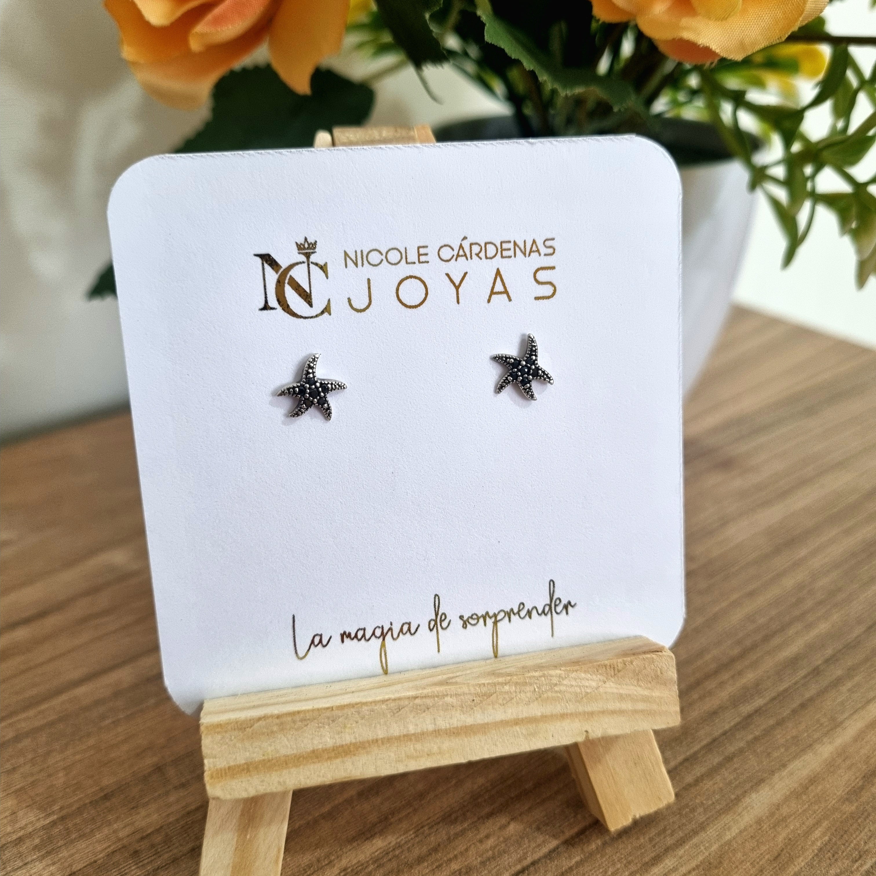 AROS ESTRELLA DE MAR CON CIRCONES ONIX
