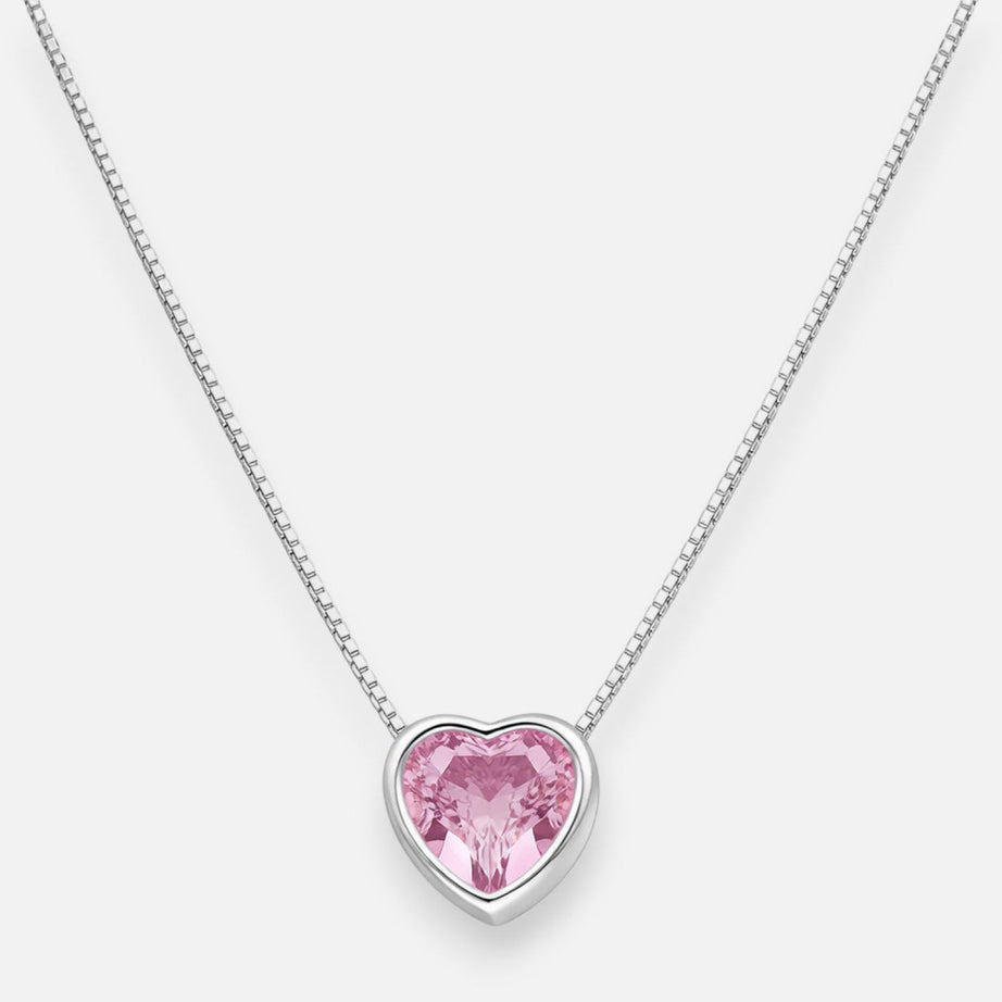 COLLAR PUNTO DE LUZ CORAZÓN ROSA 7MM