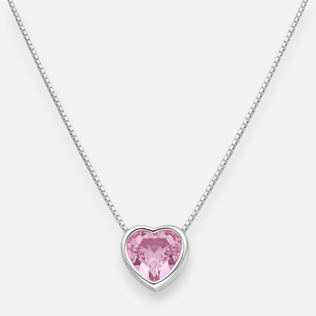 COLLAR PUNTO DE LUZ CORAZÓN ROSA 7MM