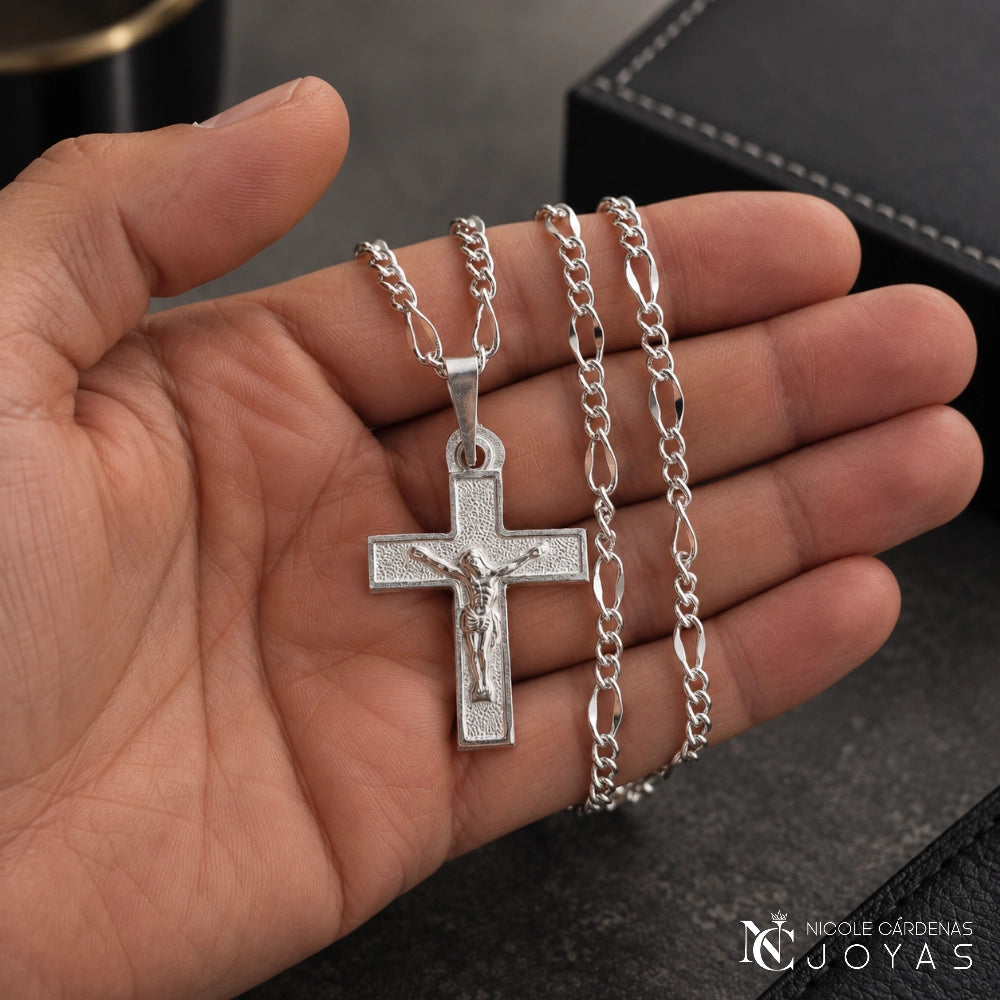 CRUCIFIJO CON CADENA CARTIER  55 CM LARGO- 3 MM ANCHO