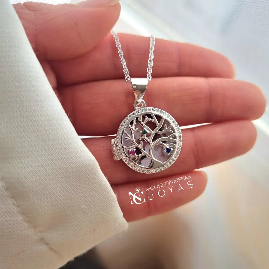 RELICARIO CIRCULAR ÁRBOL DE LA VIDA CON CIRCONES