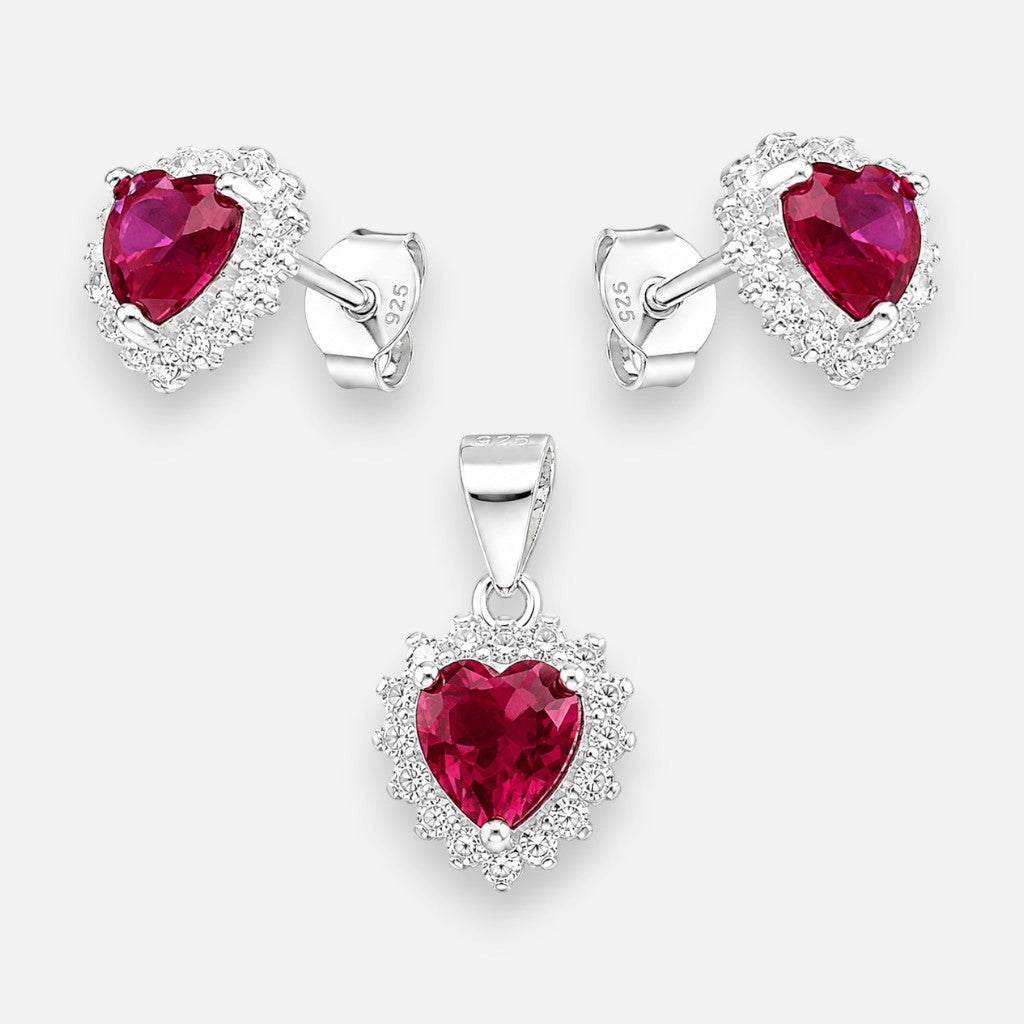 CONJUNTO CORAZÓN RUBÍ Y MICROCIRCONES